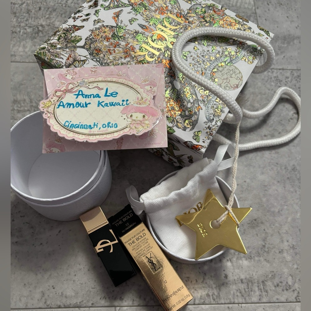 Dior Shopping bag, Star, box, mini ysl lip stick bundle
